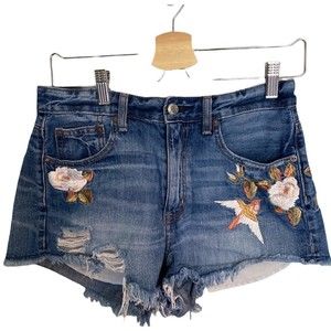 American Eagle Vintage Hi Rise Festival Embroidered jean denim shorts size 8